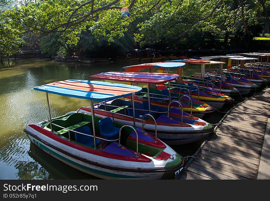 Cruise boats in park