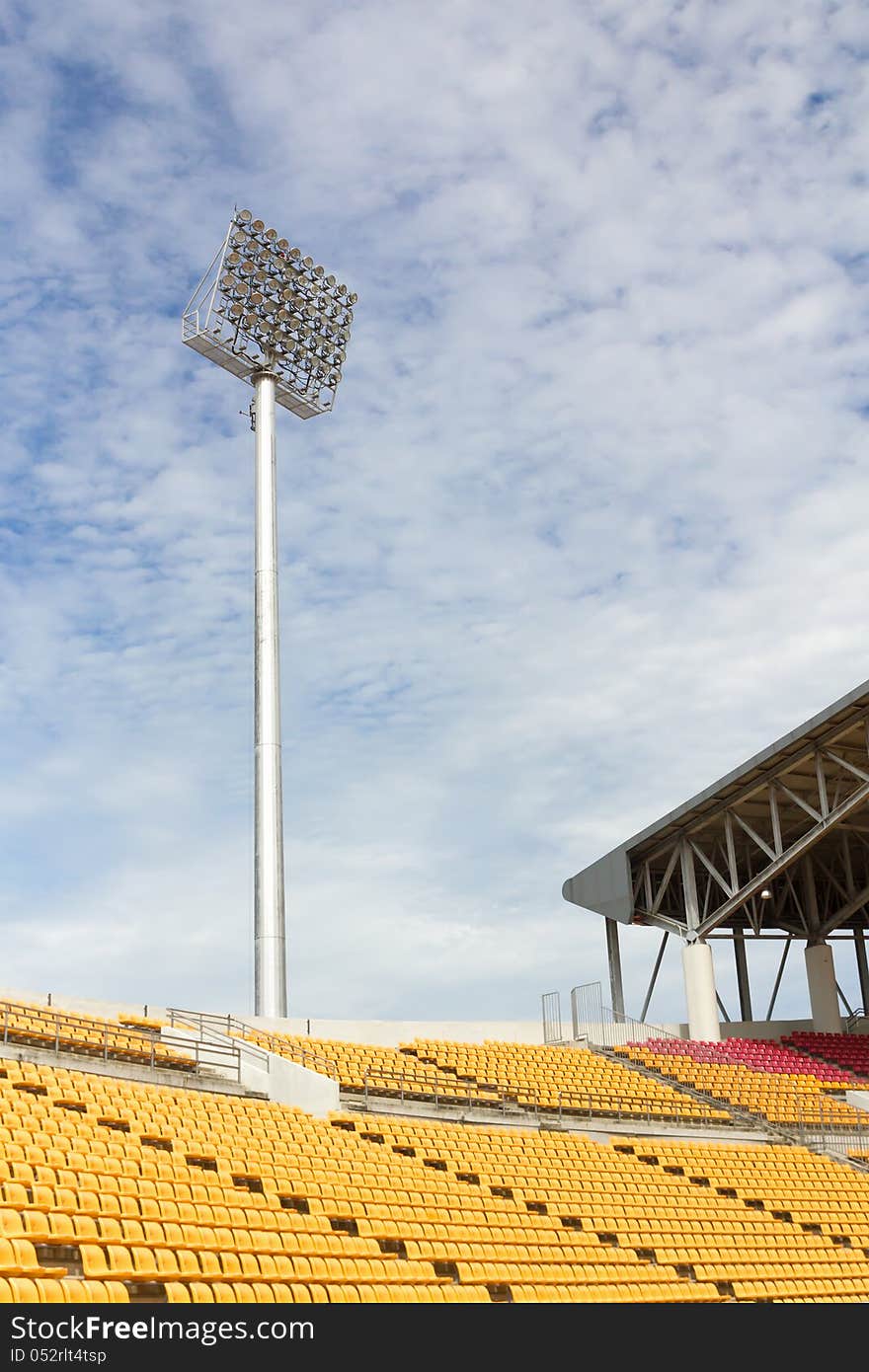 The Stadium Spot-light tower over Blue Sky