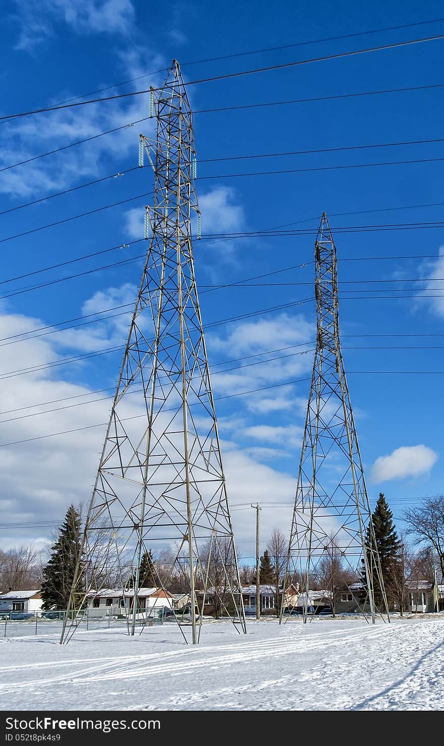 Electrical tower and wires on a blue sky. Electrical tower and wires on a blue sky