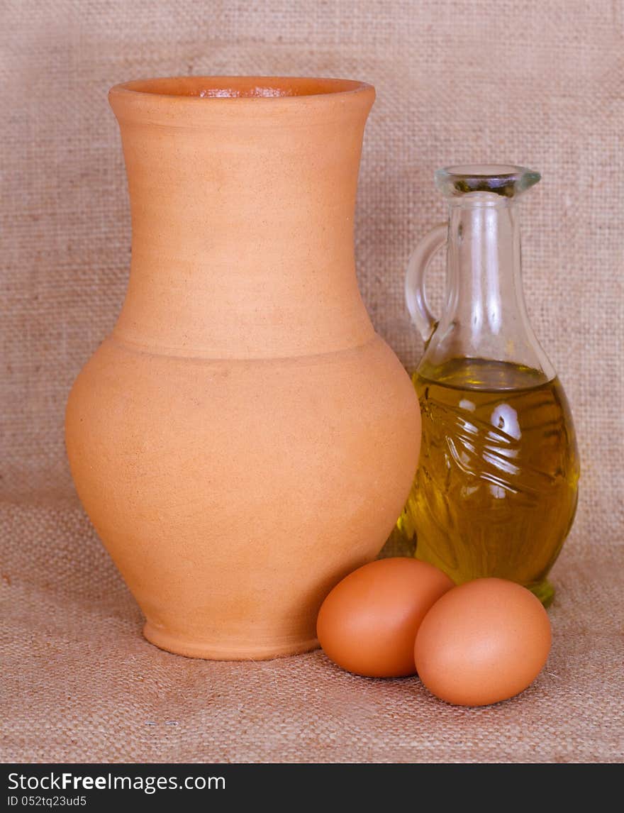 Egg, Oil And Pitcher