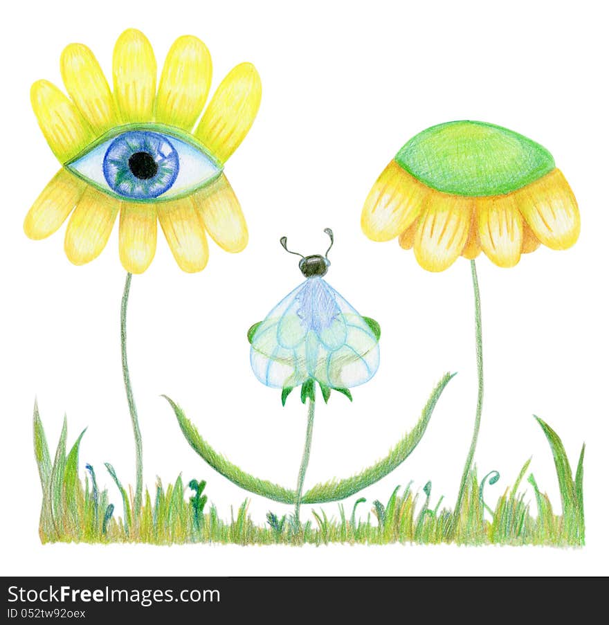 Illustration of winking nature face. Illustration of winking nature face