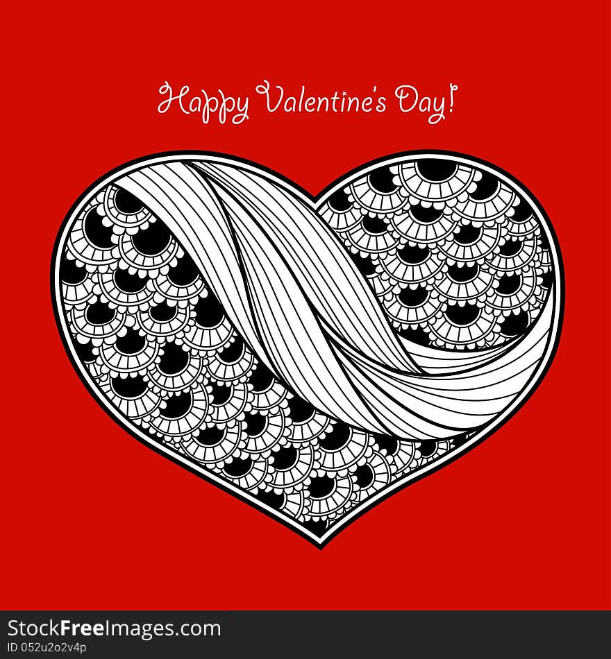 Heart decorated with a ribbon. You can use it like greeting card for Valentines Day. Heart decorated with a ribbon. You can use it like greeting card for Valentines Day.