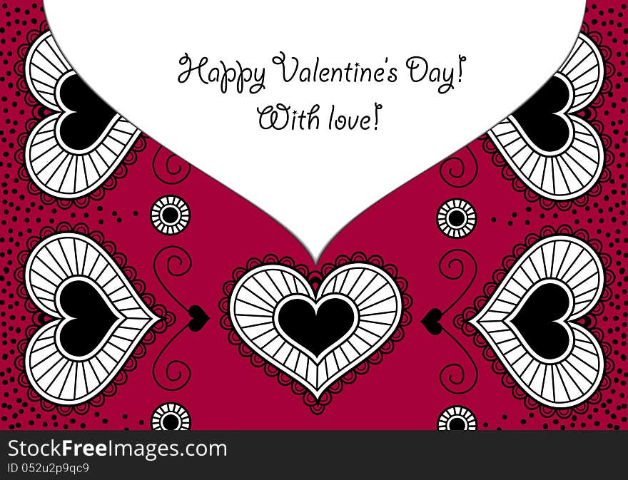 Ornamented card for Valentine. You can writte your text and give loved one. Ornamented card for Valentine. You can writte your text and give loved one