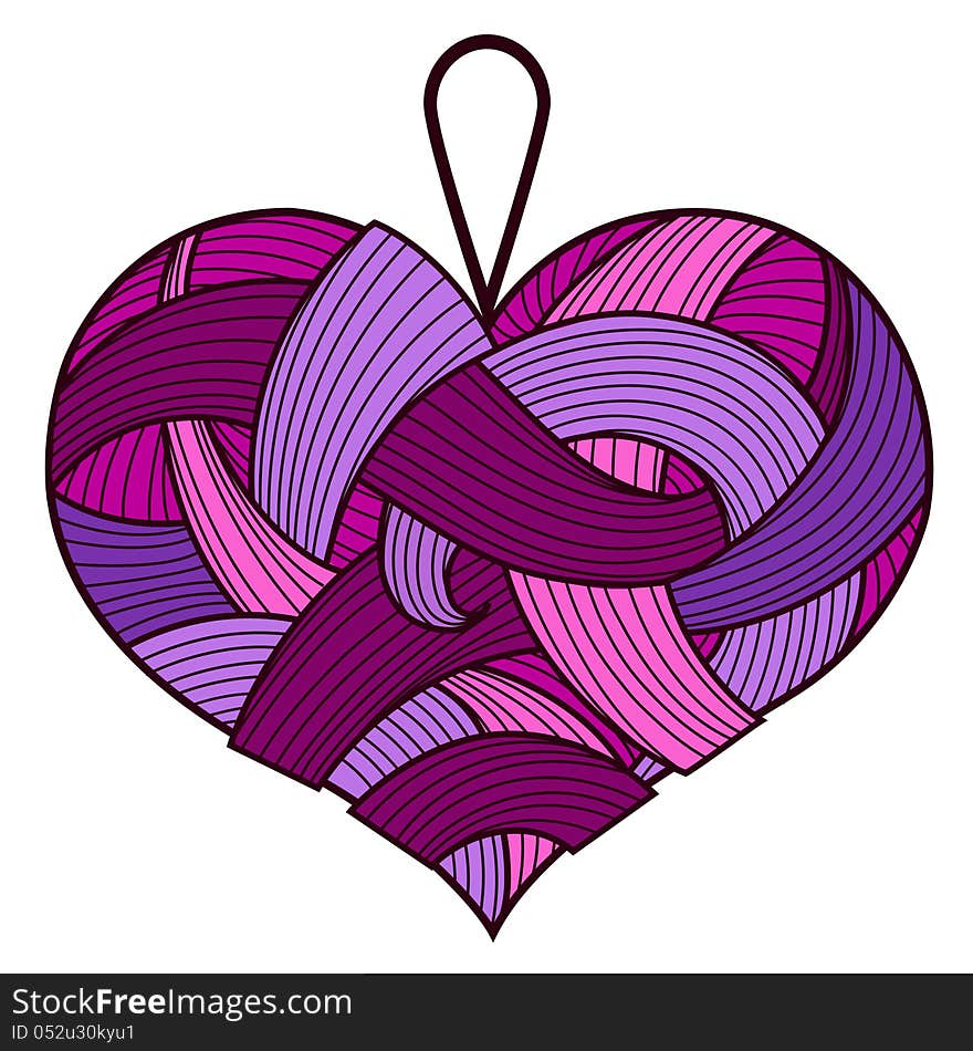 Purple heart from ribbons. You can use it like design element for Valentines Day