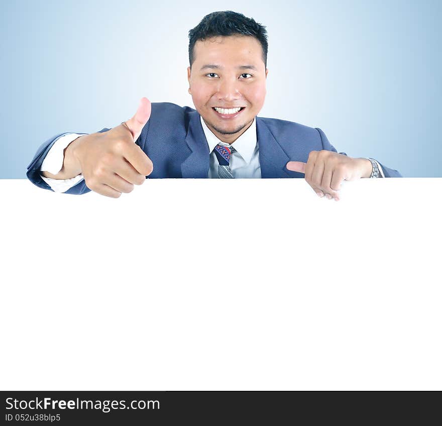 Business Man Holding White Board