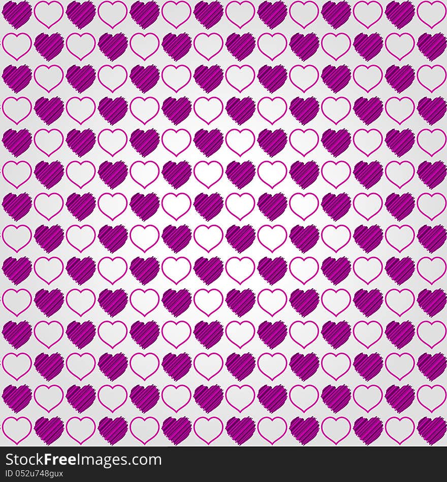 Valentines Day pattern background with pink violet color and grey background