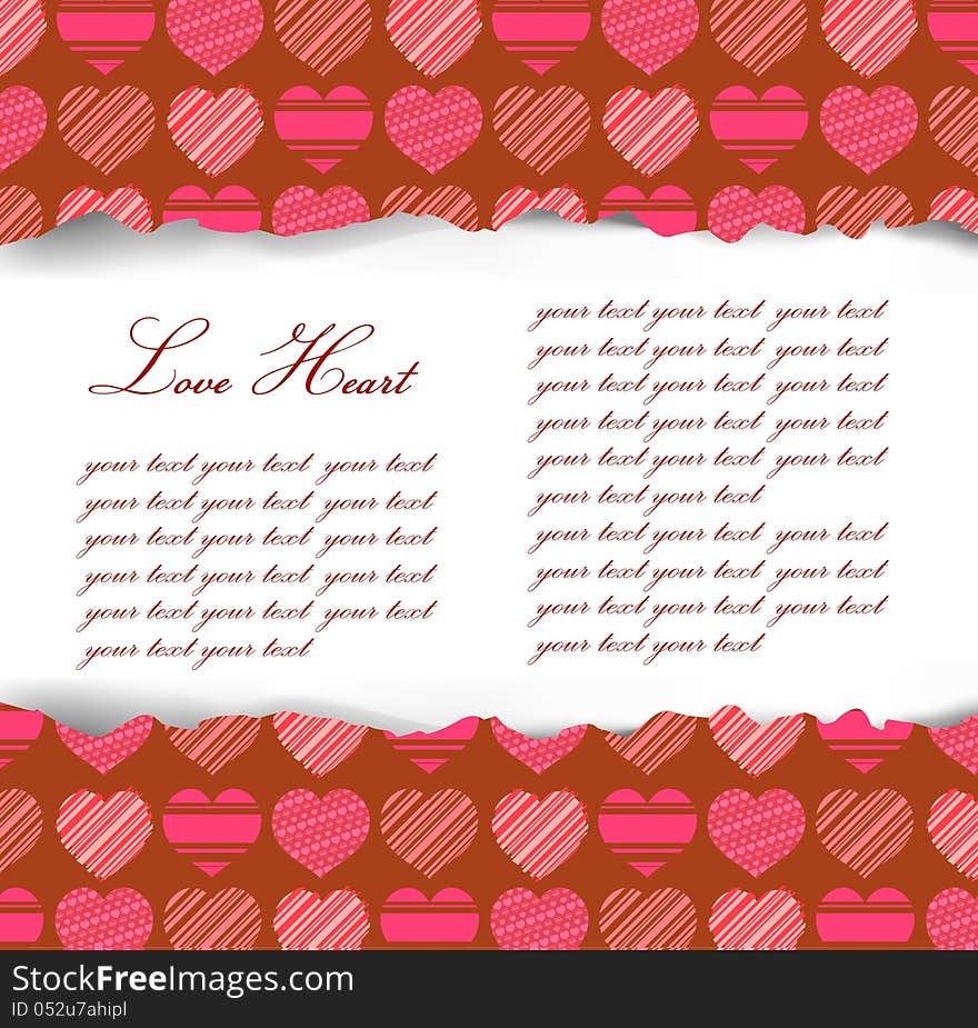 Valentines Day Background.With Love Pattern, Ripped Paper