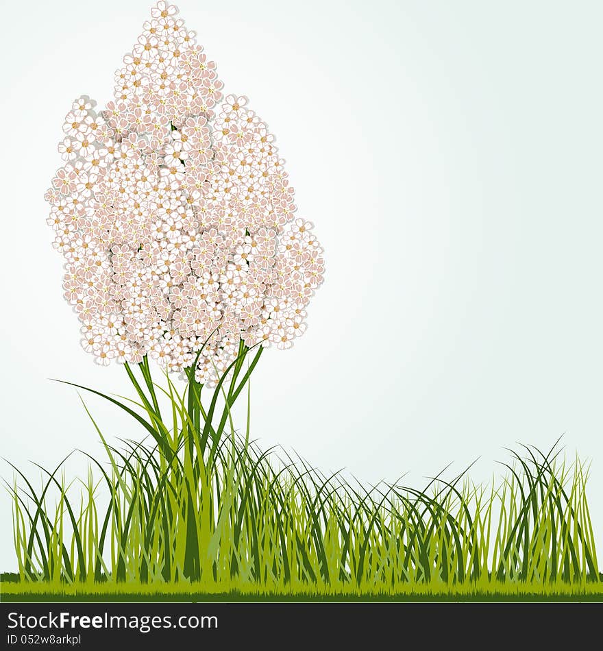 Vector floral background with little flowers gathered in clusters and grass with space for text. Vector floral background with little flowers gathered in clusters and grass with space for text