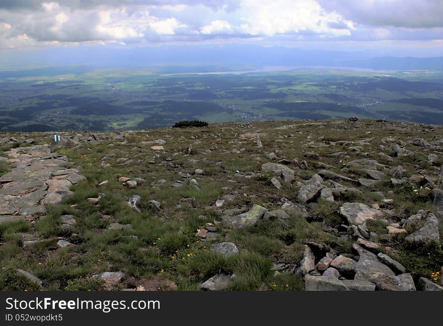 Photo taken at the top of Babia Góra 1 725 m above sea level. Photo taken at the top of Babia Góra 1 725 m above sea level.