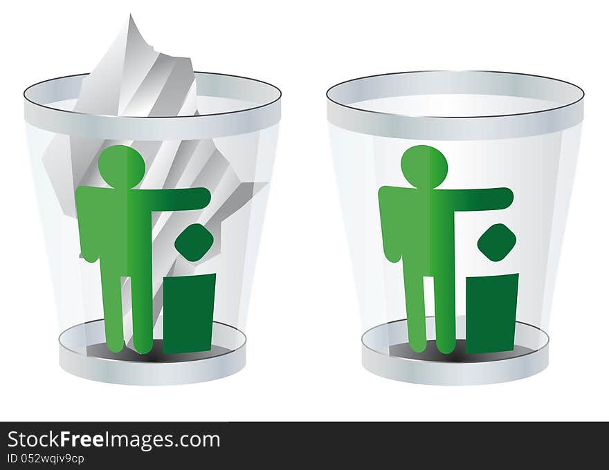 Trash can  illustration isolated two versions of eps 8