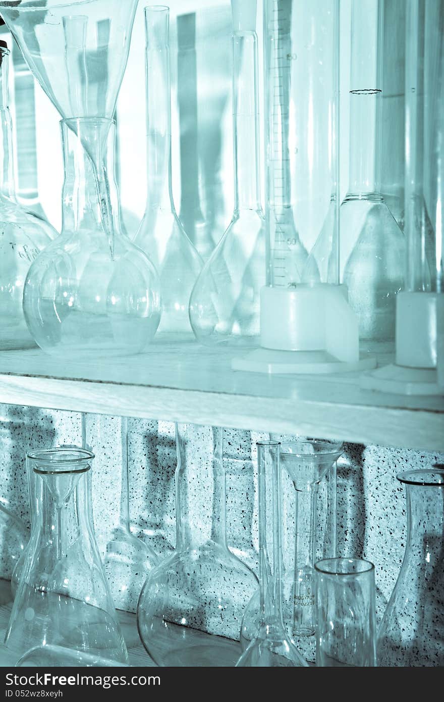 Vertical image of glass lab equipment