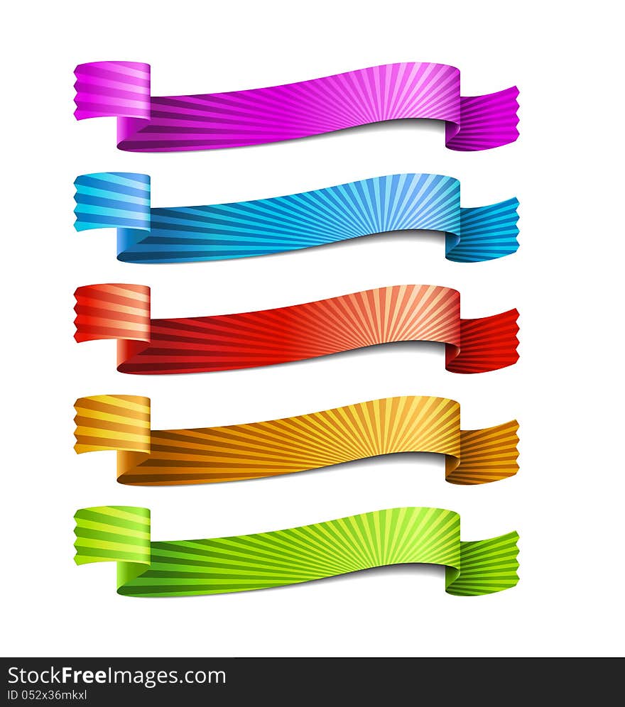 Colored ribbons,  on white background