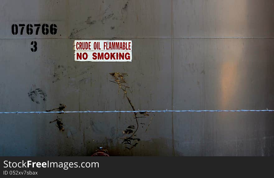 No smoking sign on an oil tank