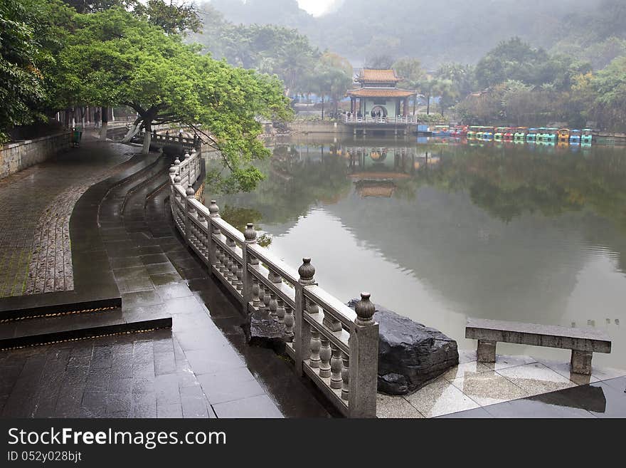 Misty park at morning,Yufeng park,Liuzhou,China. Misty park at morning,Yufeng park,Liuzhou,China