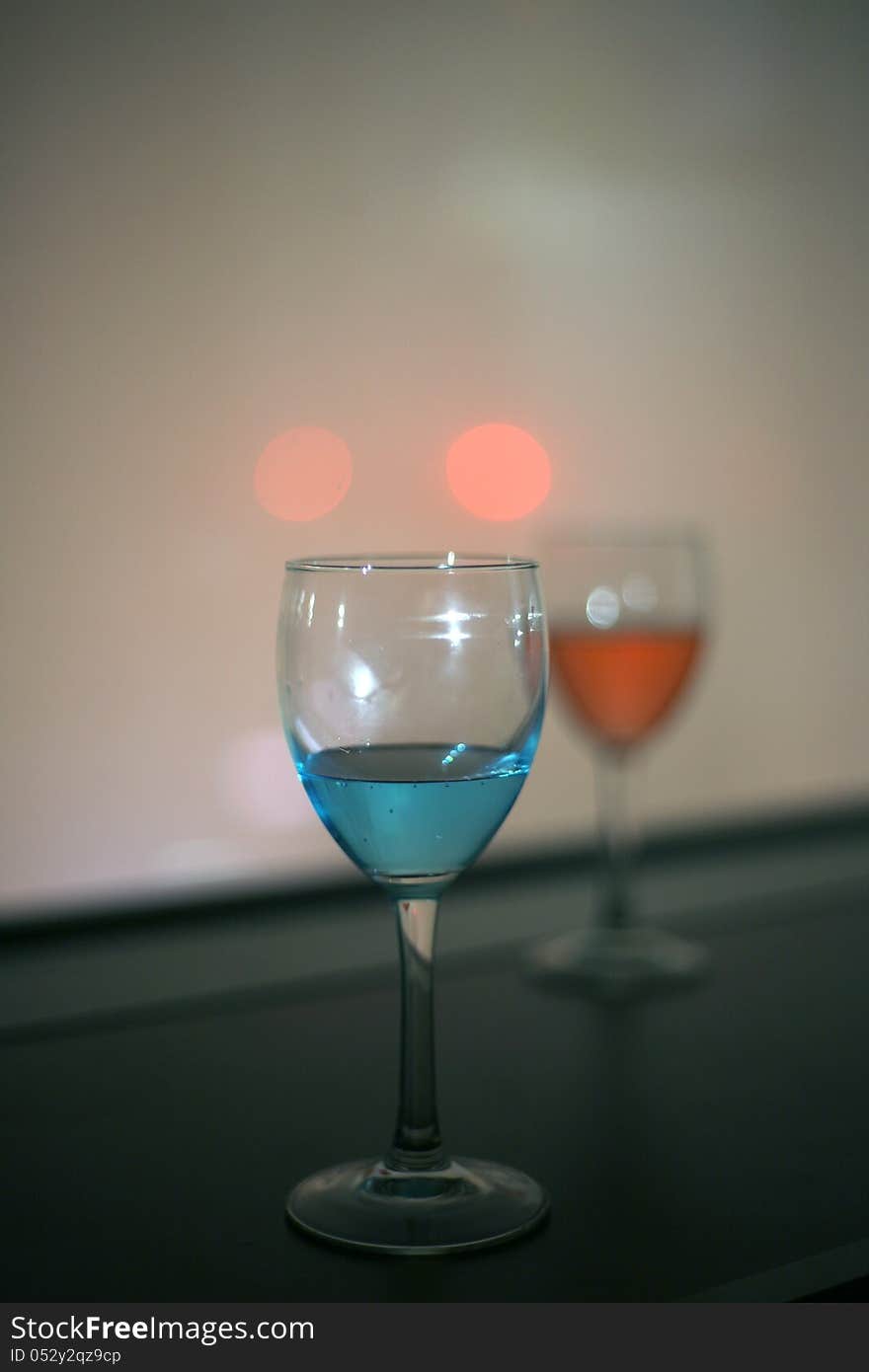 Special occasionally red and blue vodka drinks.