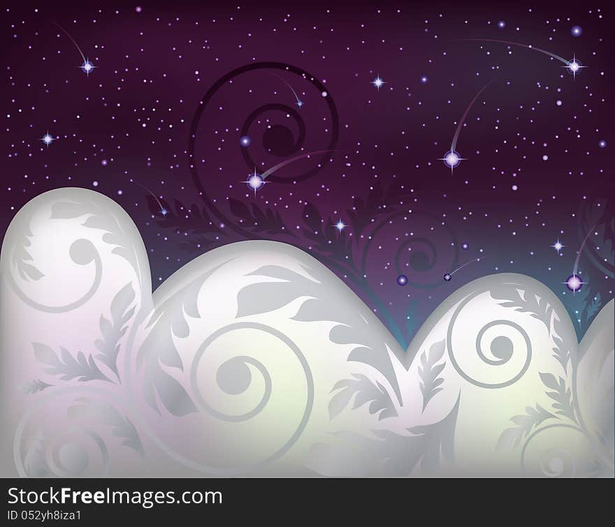 Night sky banner, vector illustration