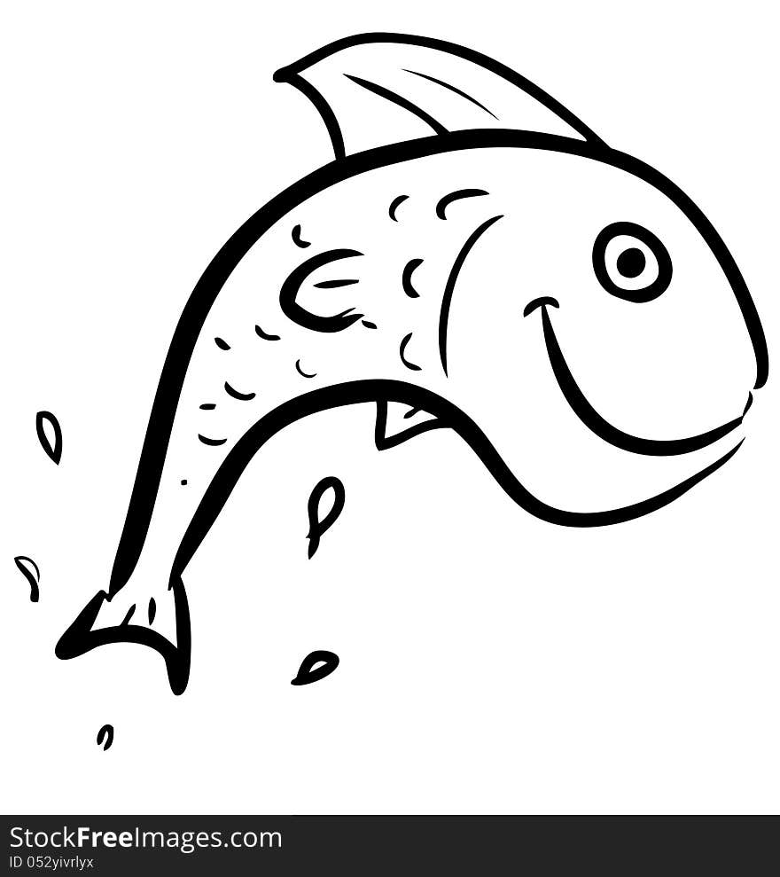 Fish Jumping Smiling Character