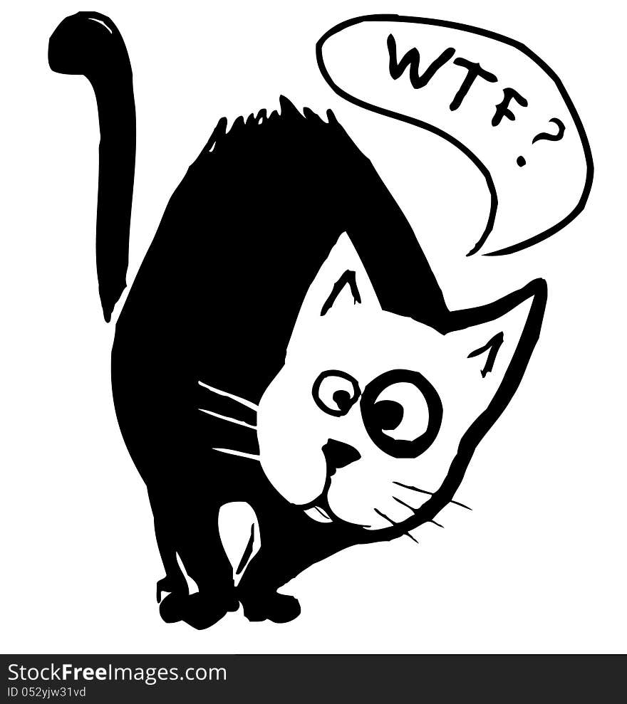 Funny Black Cat With Speech Bubble