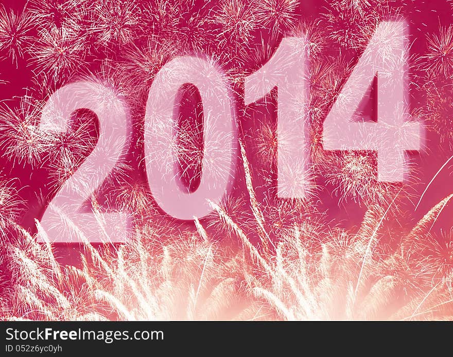 New Year 2014 background with fireworks