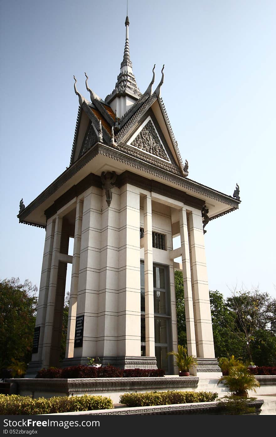 The memorial stupa of the Choeung Ek Killing Fields, Cambodia