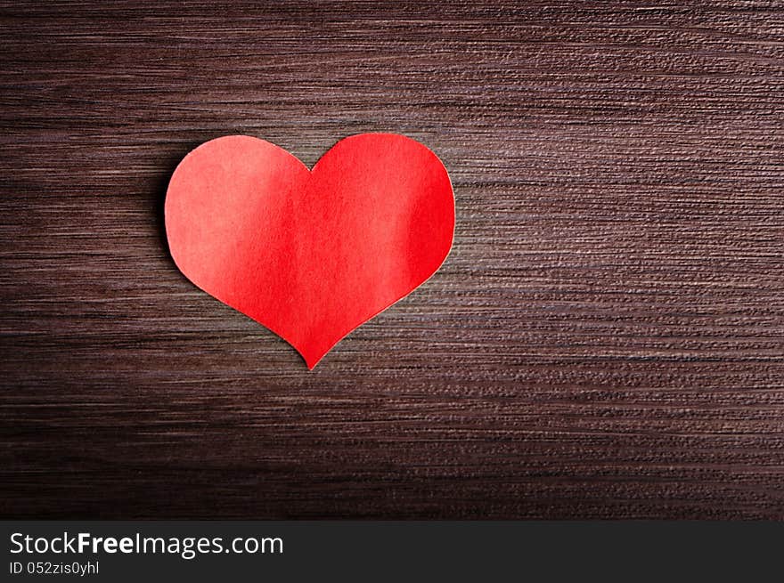 Valentine S Day Background. Red Heart On A Wooden Background