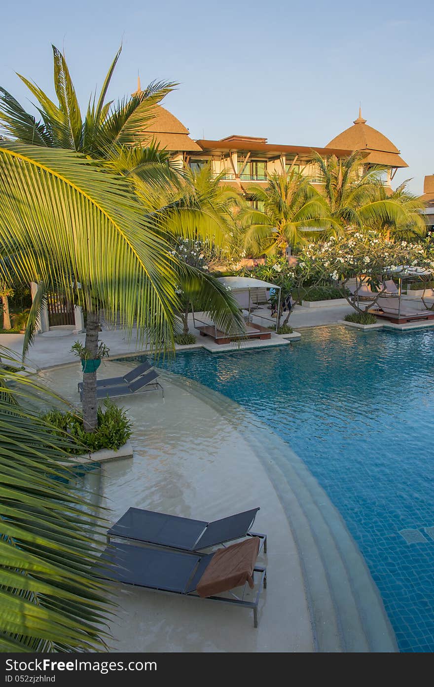 Two pool beds in swimming pool