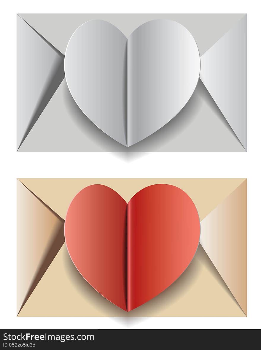 An envelope with the heart