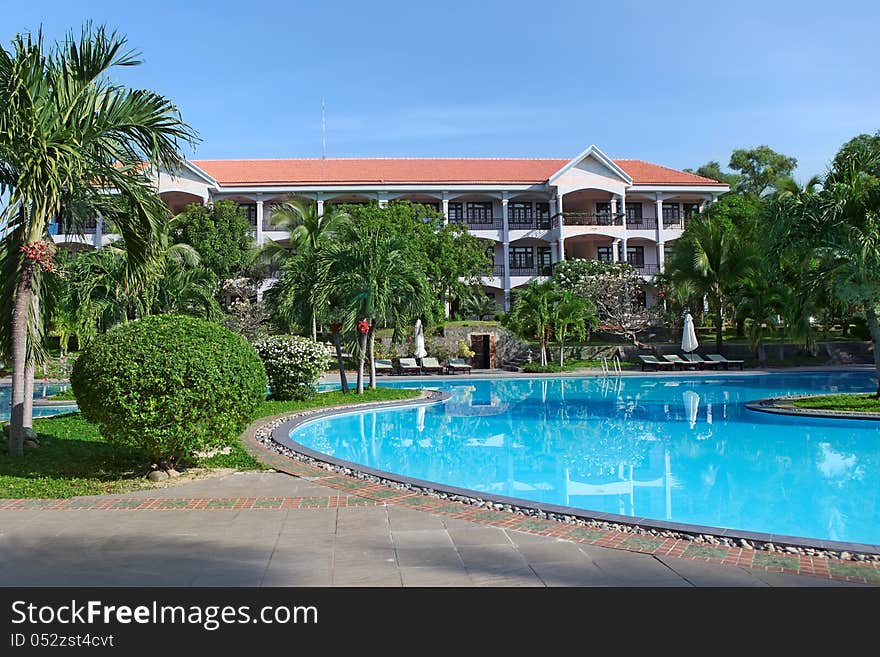 Beautiful tropical swimming pool at luxury resort. Beautiful tropical swimming pool at luxury resort