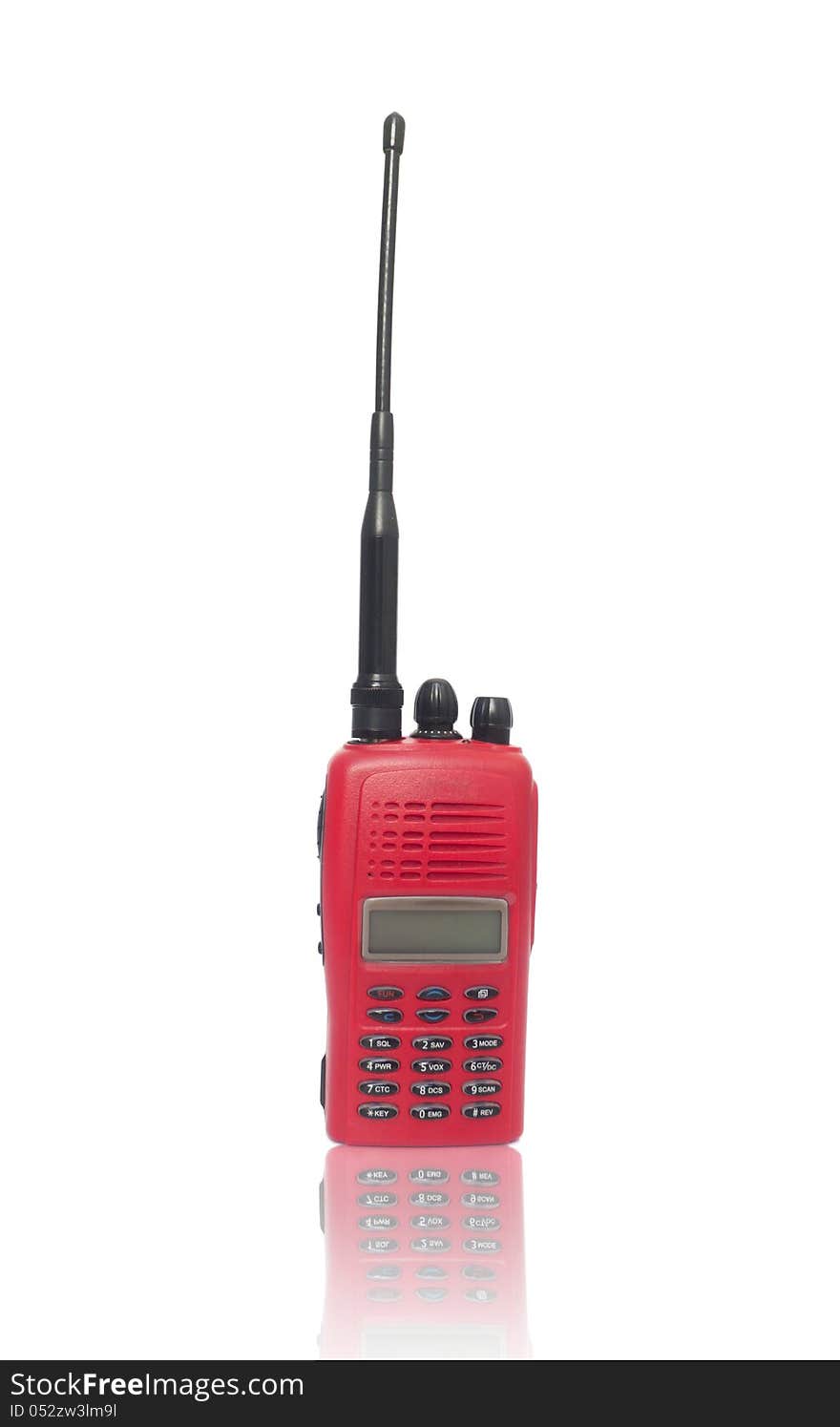 Red radio communication on white background