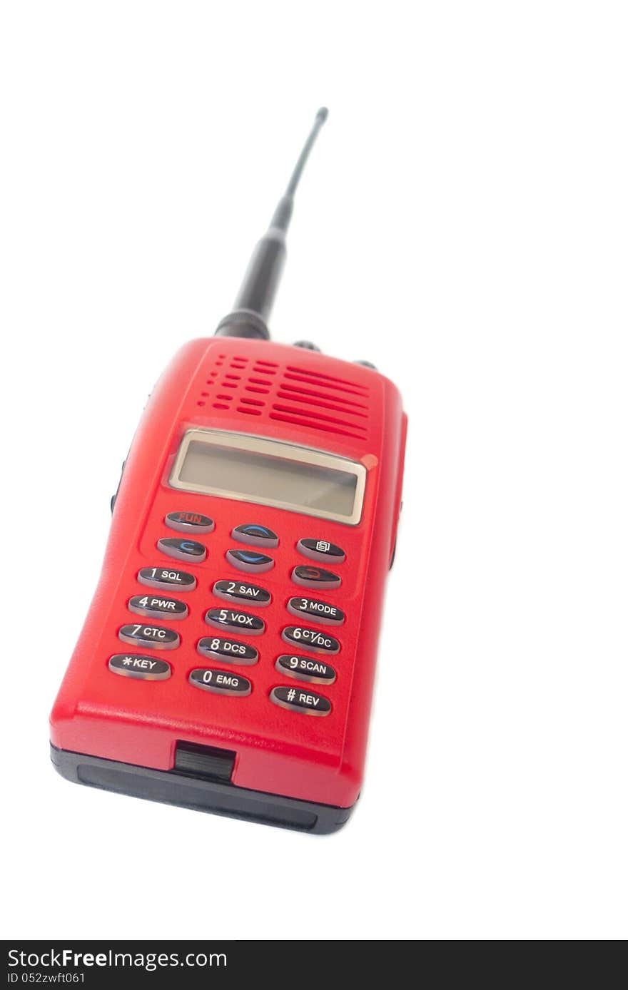 Red radio communication on white background