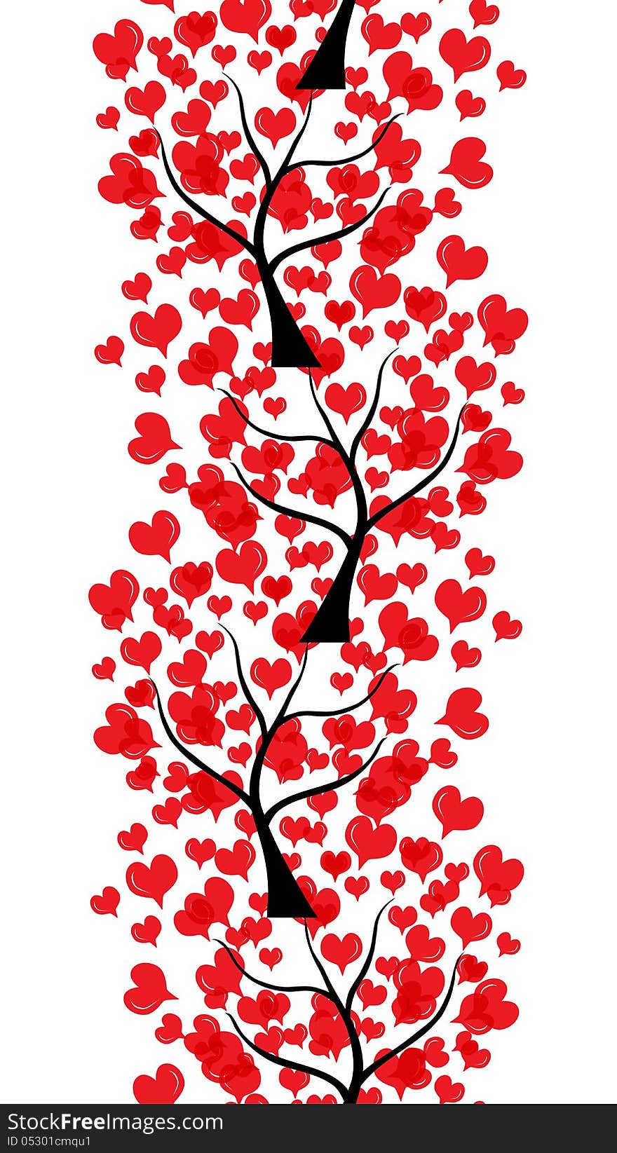 Romantic seamless pattern with love trees for valentines day