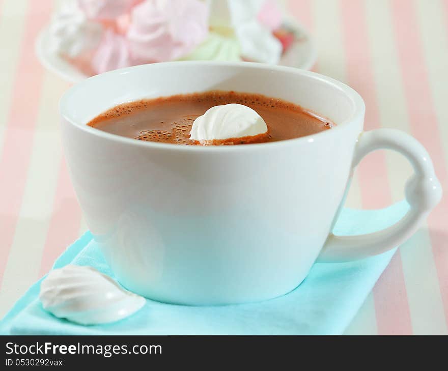 Hot chocolate and meringue