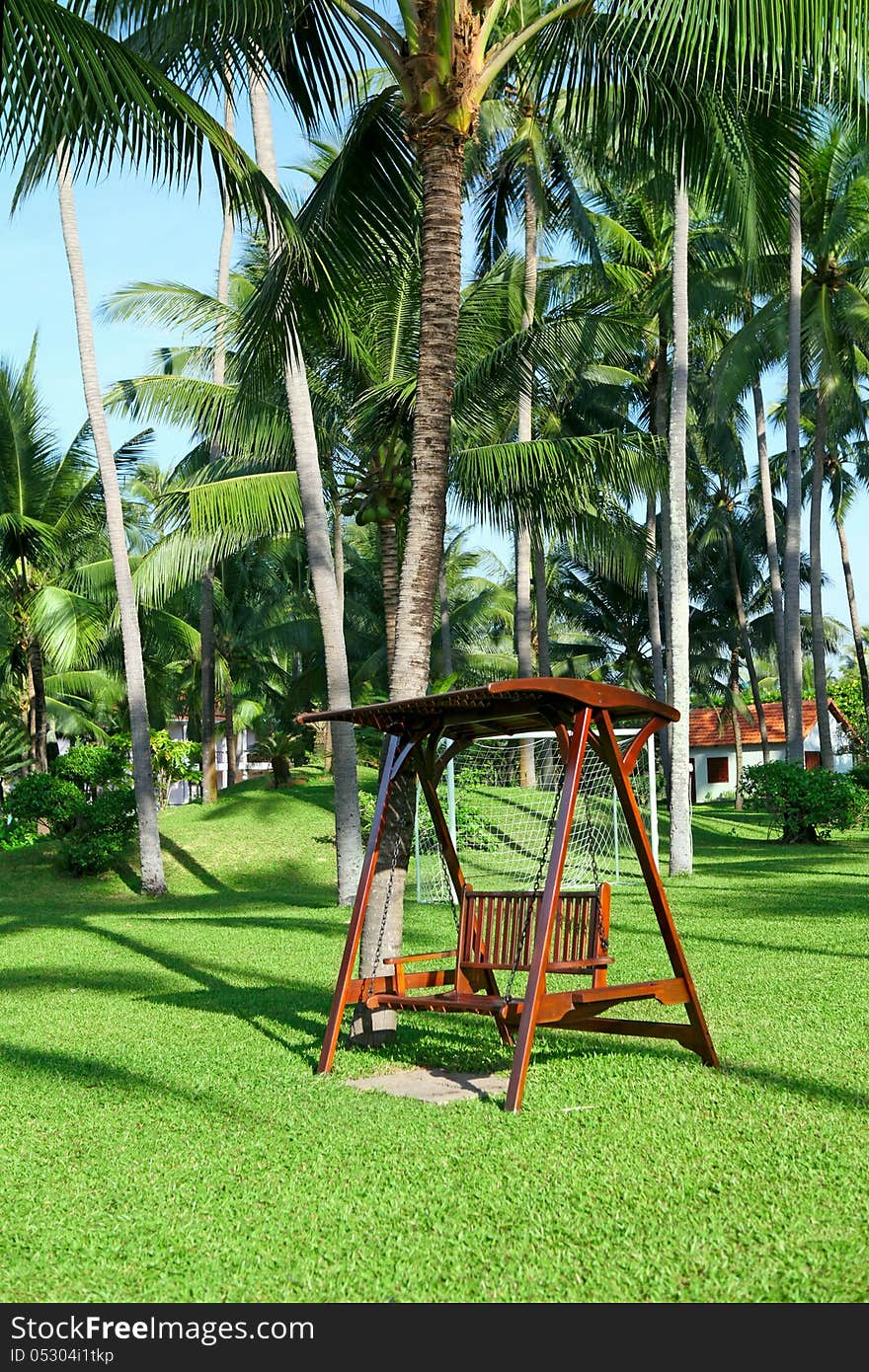 Swings at a  beautiful park