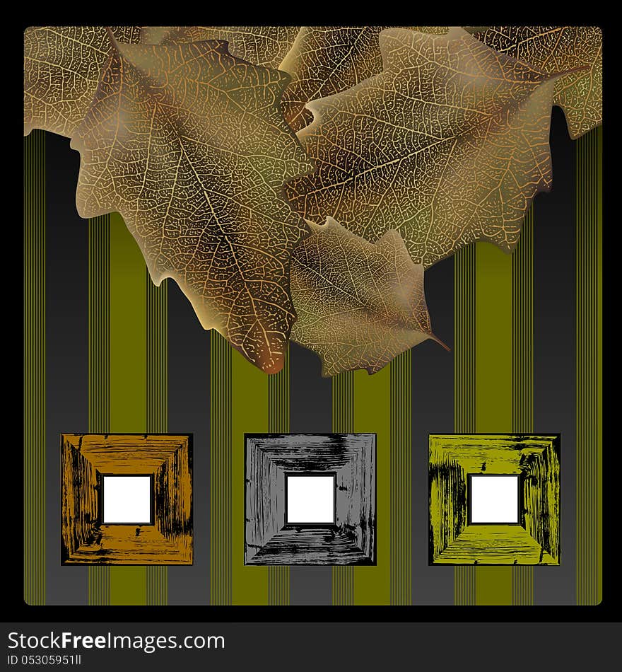 Autumn leaves, vector empty painting frames. Autumn leaves, vector empty painting frames