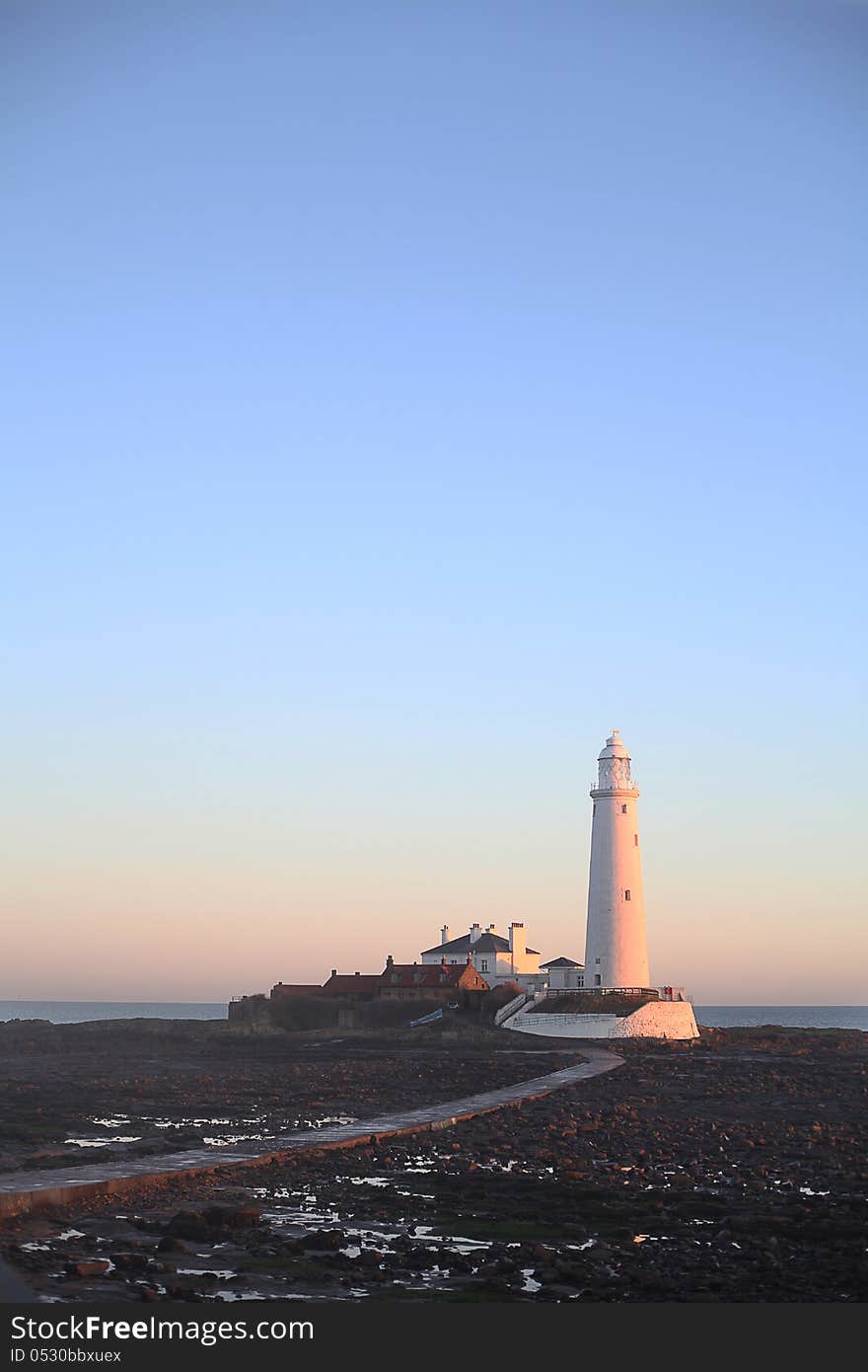 St Marys Lighthouse at sunrise. St Marys Lighthouse at sunrise