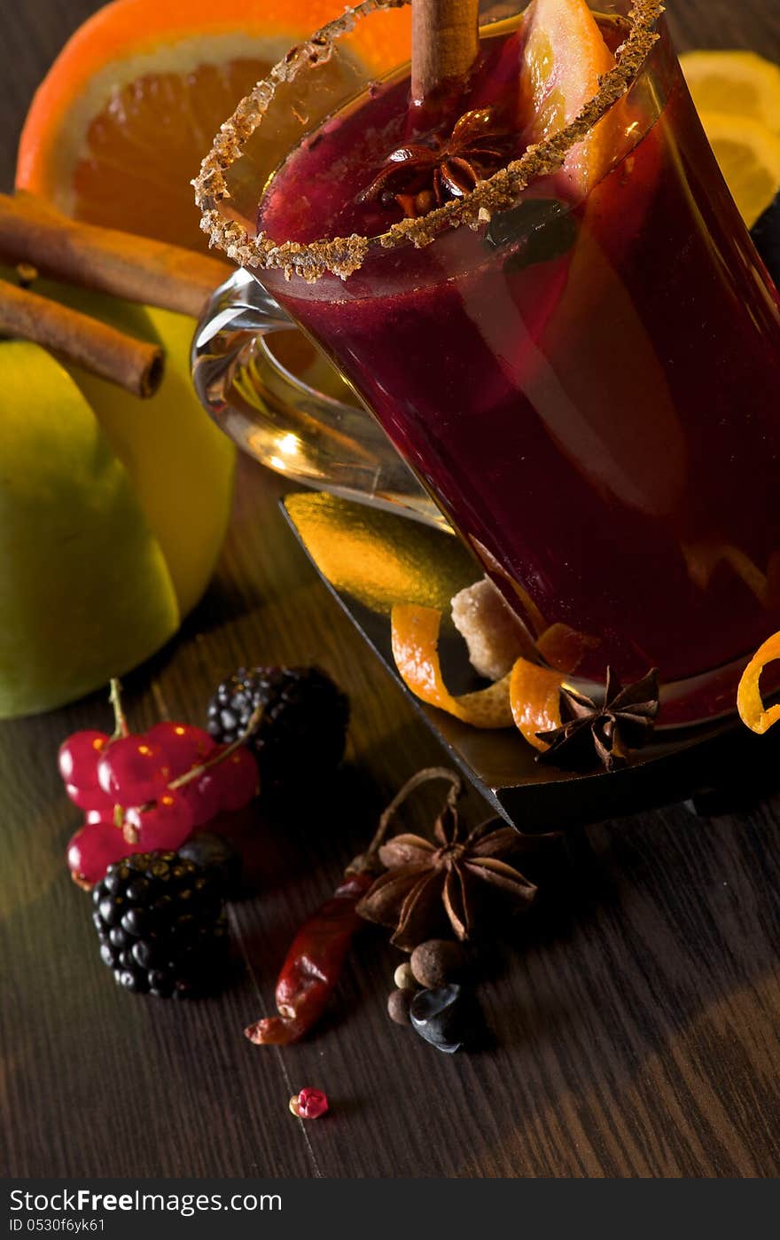 Mulled Wine And Fruits