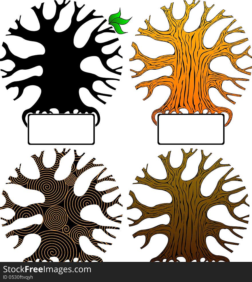 Vector stylized tree for use as a template for creating a collage on the theme of ecology, genealogy, ethnic. Vector stylized tree for use as a template for creating a collage on the theme of ecology, genealogy, ethnic