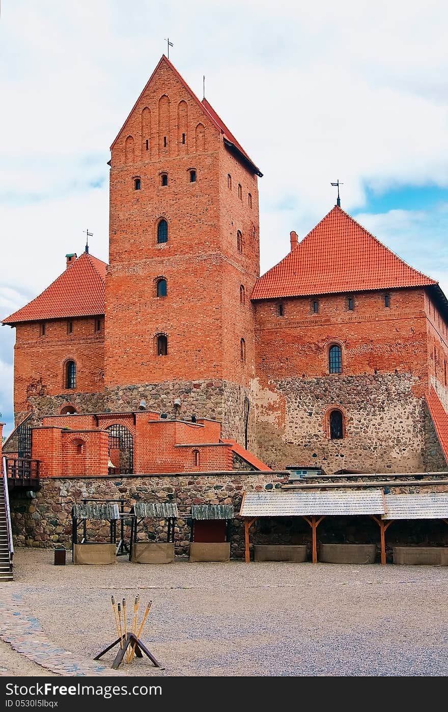 Red brick castle, a historical landmark in Trakai