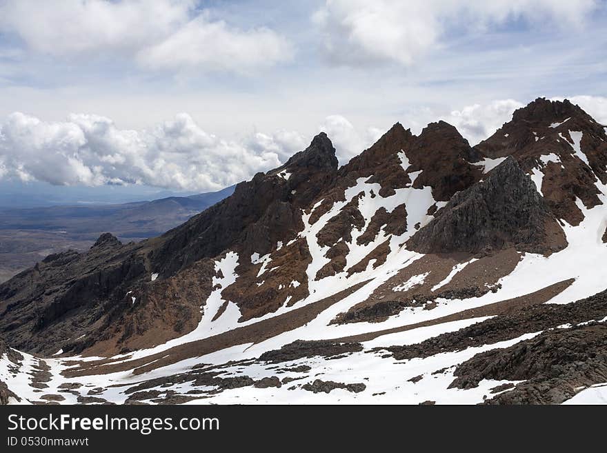 Snow on the pick Ruapehu volkano,Tongariro National Park, New Zealand. Snow on the pick Ruapehu volkano,Tongariro National Park, New Zealand