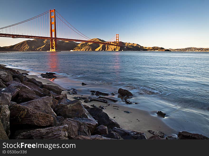 Side view of golden gate bridge in San Francisco