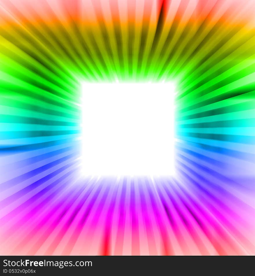 Square blank  sguare with rainbow beams illustration