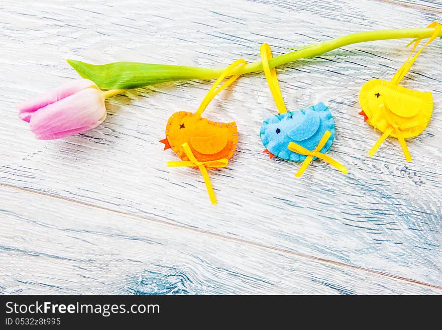 Spring decoration- birds on a tulip flower