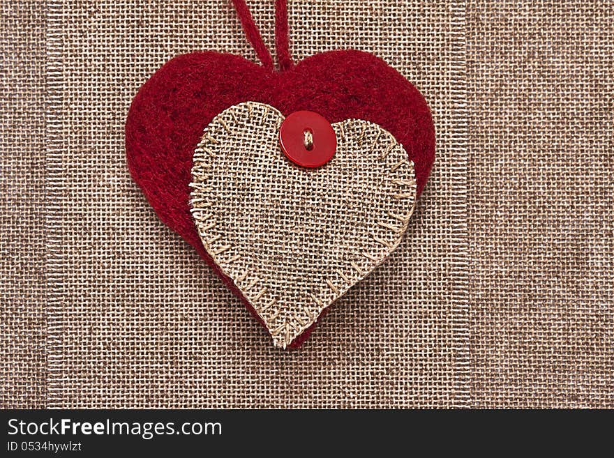 Art retro background with fabric Hearts for or design