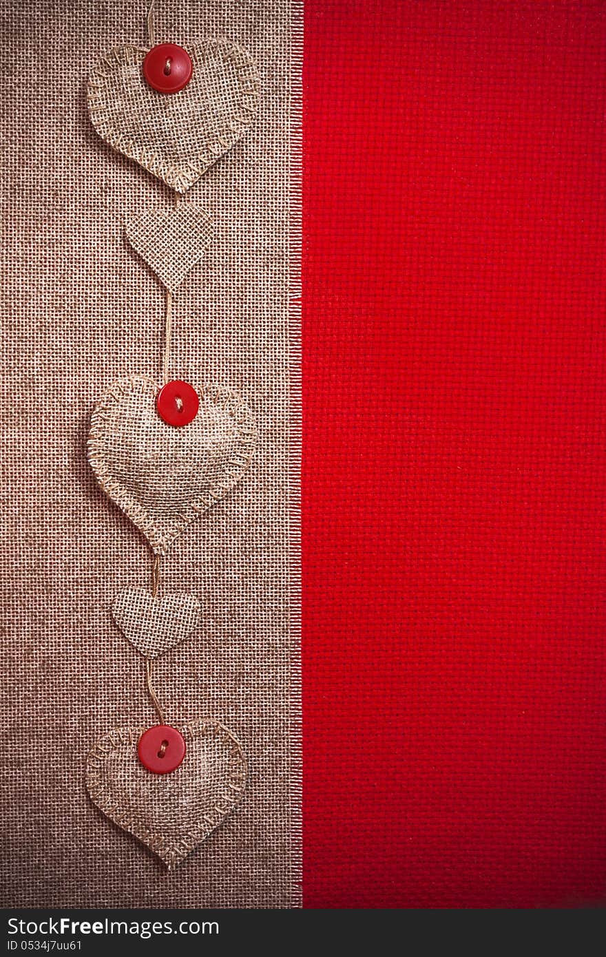 Art retro background with fabric Hearts for or design