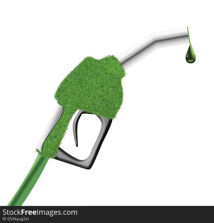 Gun from the fuel pump covered with grass. Gun from the fuel pump covered with grass