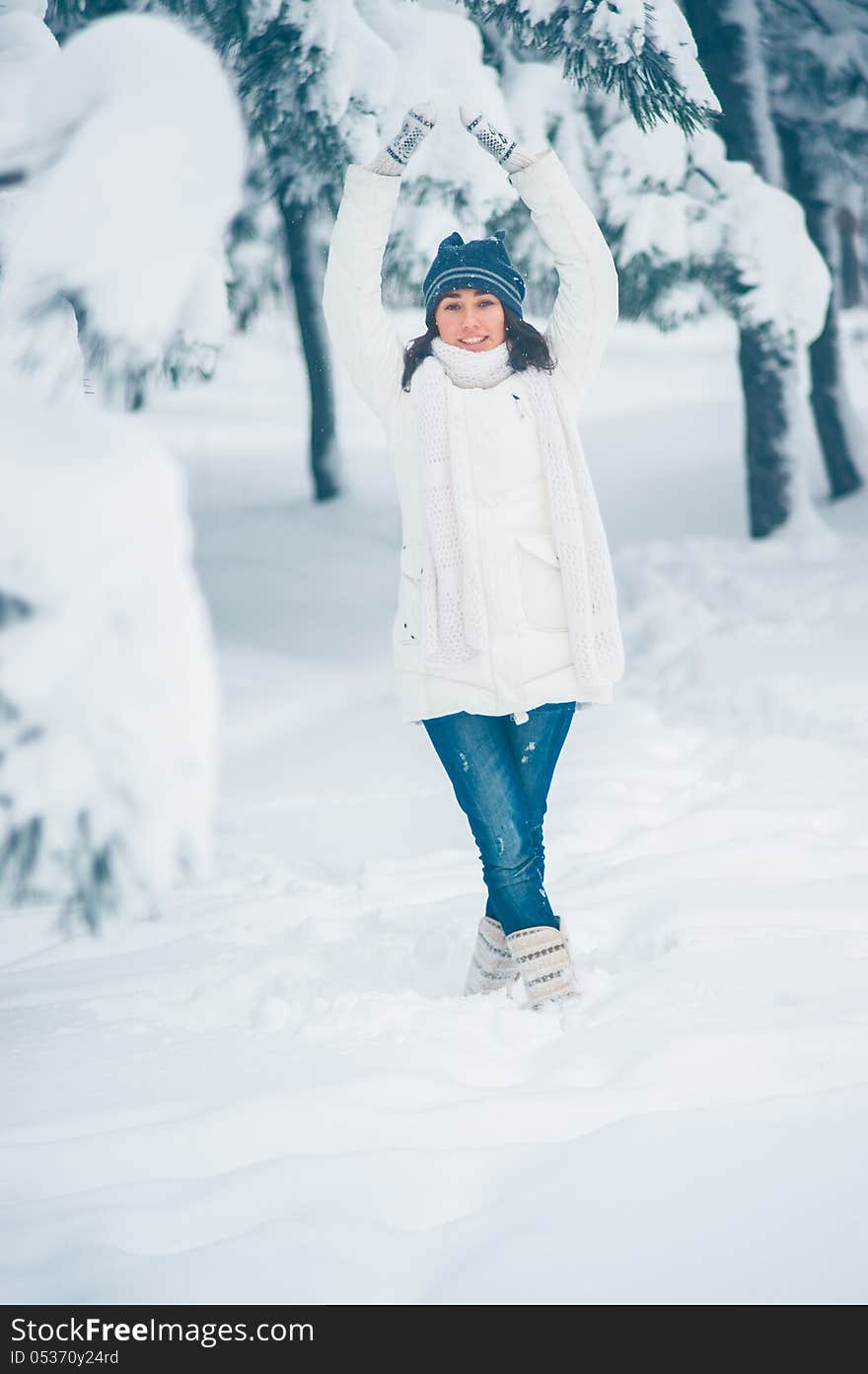 Portrait of beautiful young girl in winter day. Portrait of beautiful young girl in winter day