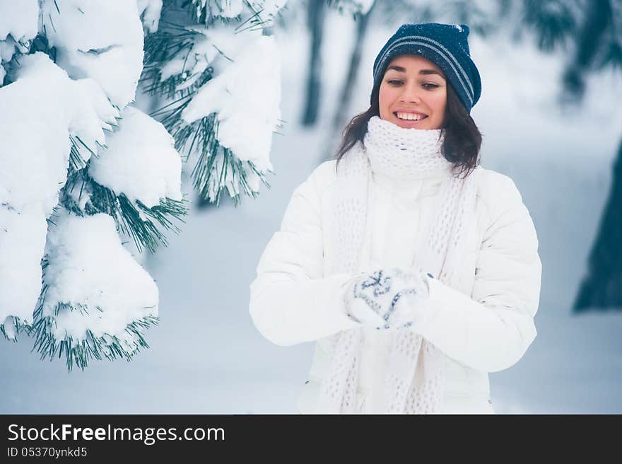 Portrait of beautiful young girl in winter day. Portrait of beautiful young girl in winter day