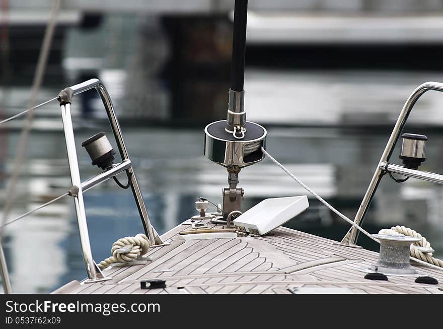 Detail of bow of a sailing boat