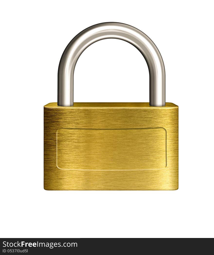 Closed brass padlock illustration