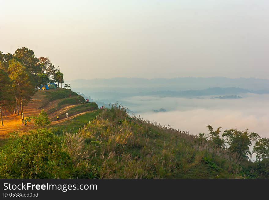 View point of the mountain mist in the morning. View point of the mountain mist in the morning